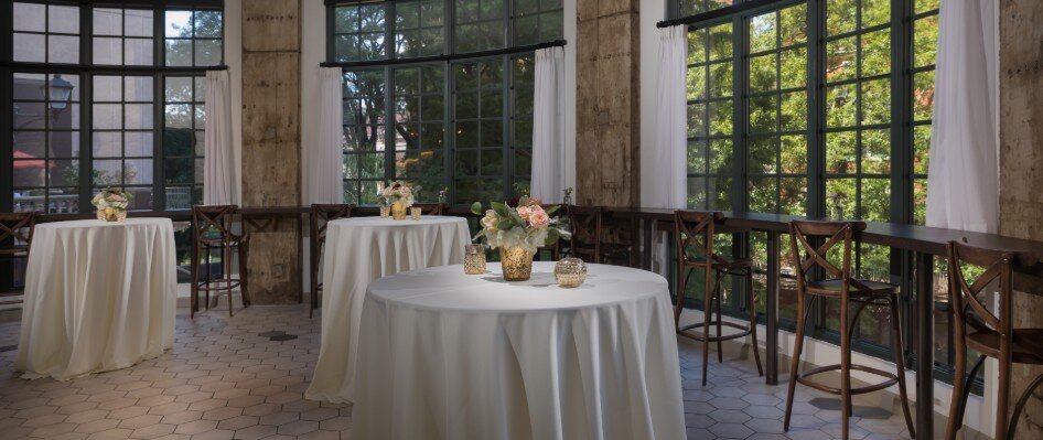 Cocktail reception setup inside