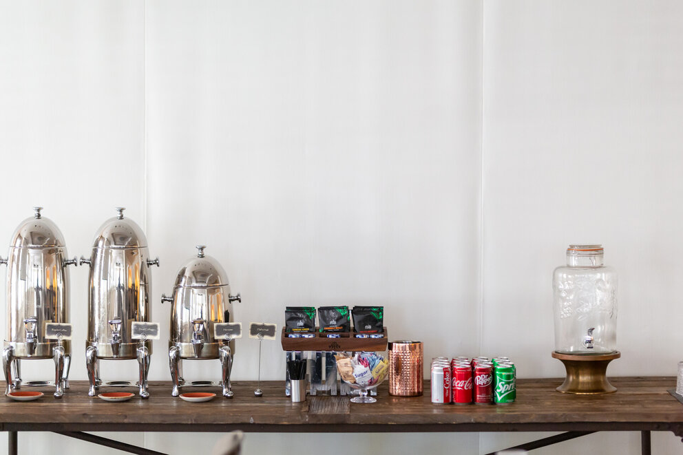 Coffee station set up in meeting room