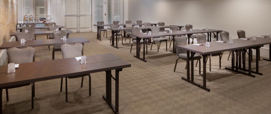 Classroom style seating set up in meeting room